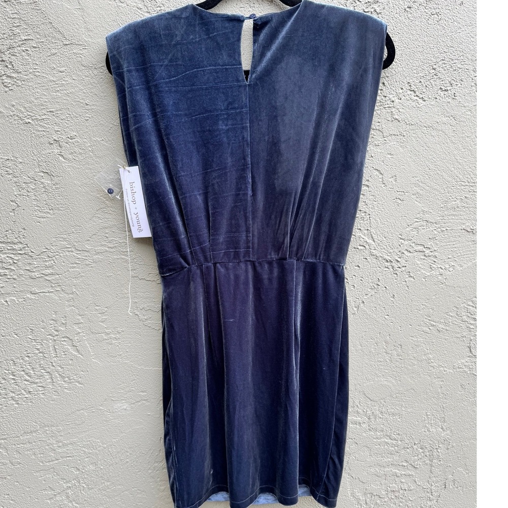 Bishop Young NEW Hayden Blue Velvet Sleeveless Structured Dress SMALL Party - Picture 4 of 8